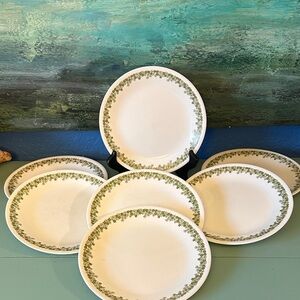 7 Vintage 8.5 Corelle Green Spring Blossom/ Lazy Daisy  Plates